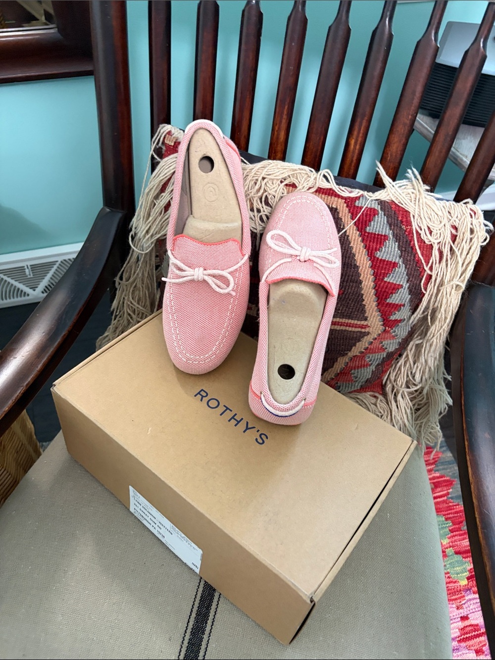 Rothy's Pink Bow-Trim Driving Loafers